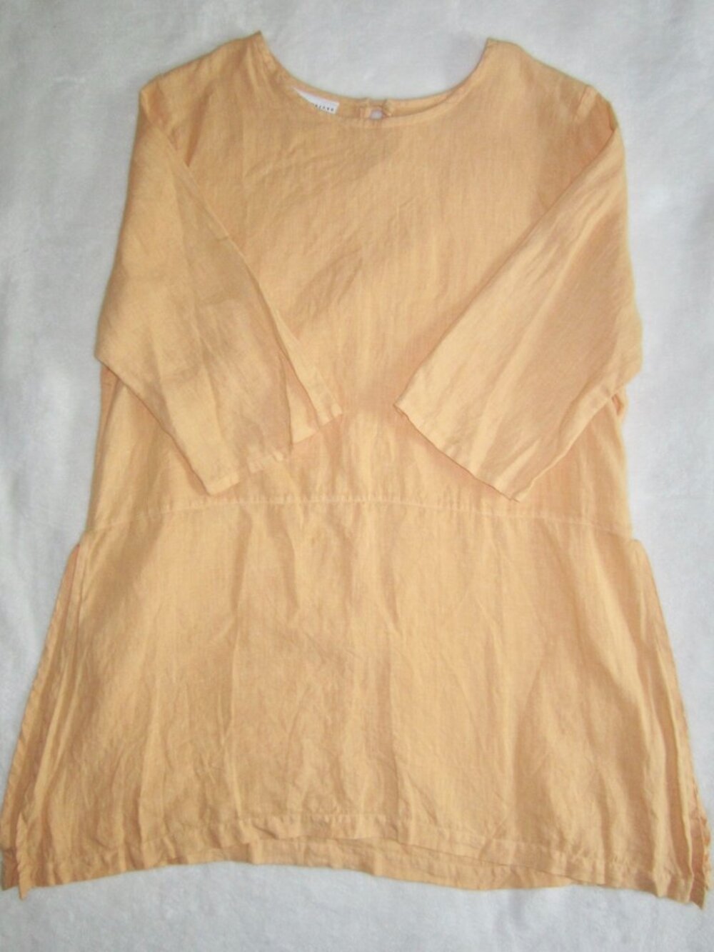 BRYN WALKER Linen Side Slit Tunic Top 3/4 Sleeve Large Largenlook Minimalist
